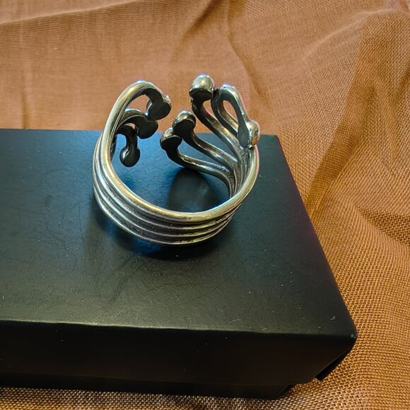 Sterling Silver 925 Designer ATI Thailand Modernist Swirl Ring - Picture 5 of 9